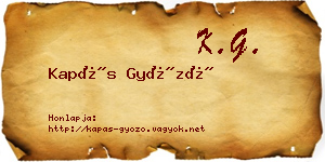 Kapás Győző névjegykártya